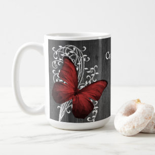 Red Rustic Butterfly Personlig Coffee Mugg