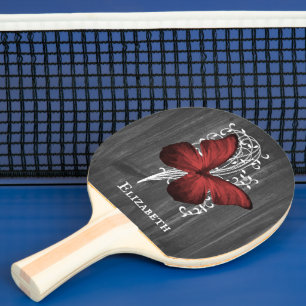 Red Rustic Butterfly Personlig Ping Pong Paddle Pingisracket