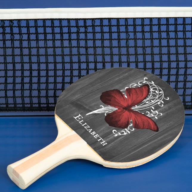 Red Rustic Butterfly Personlig Ping Pong Paddle Pingisracket (Insitu)