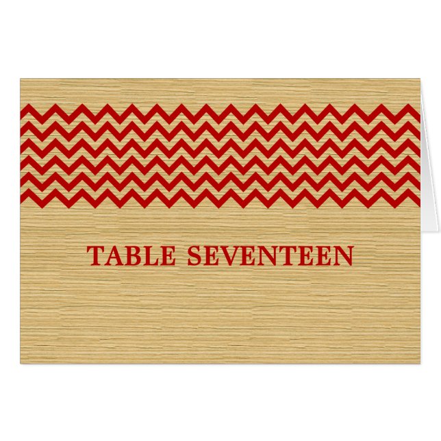 Red Rustic Chevron-Bordsnummer-kort Hälsningskort (Framsidan Horizontal)
