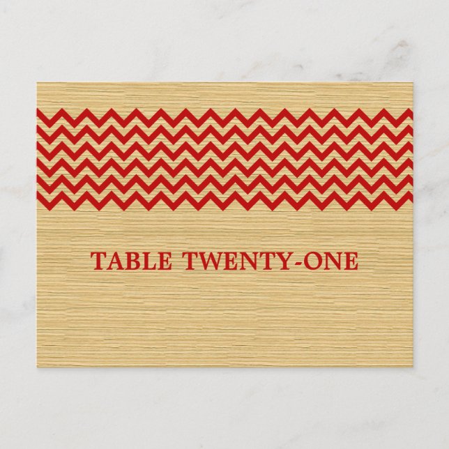 Red Rustic Chevron Bordsnummer Postcard (Framsida)