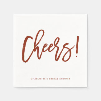 Red Rustic Hand Lettering Cheers Bröllop Pappersservett