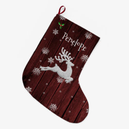 Red Rustic julrenar Stocking Stor Julstrumpa