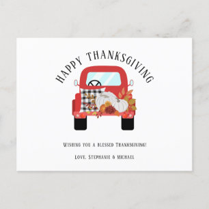 Red Rustic Lastbil Pumpkin Happy thanksgiving Helg Vykort
