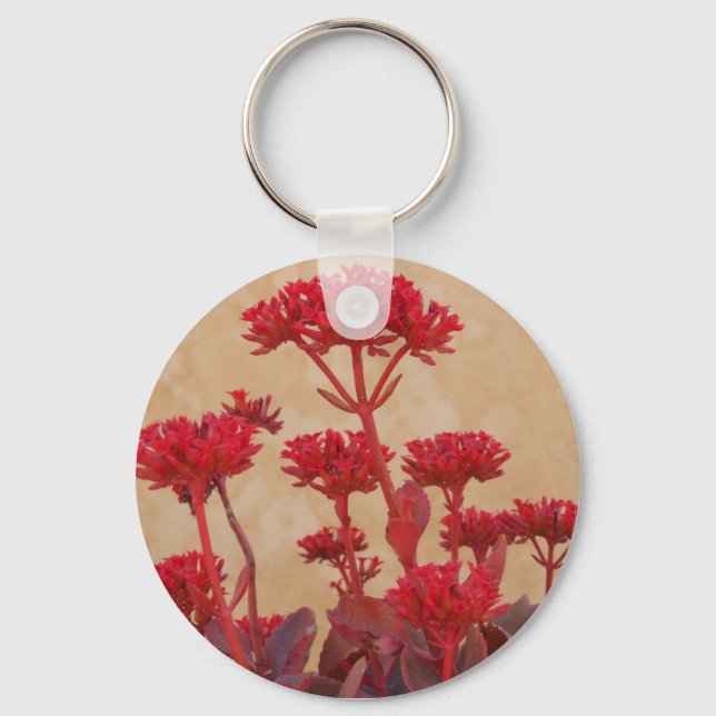 Red Rustic Plant Keychain Nyckelring (Framsida)