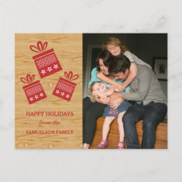 Red Rustic Presenter Helgdag Photo Postcard Helg Vykort