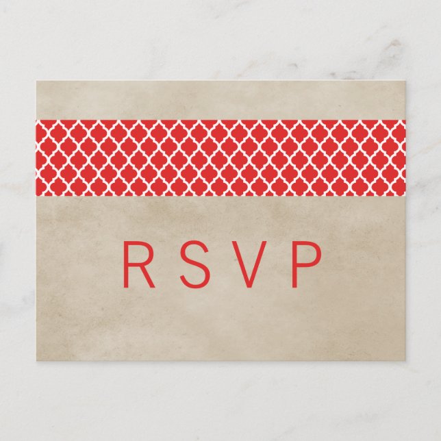 Red Rustic Quatrefoil OSA Postcard Inbjudan Vykort (Framsida)