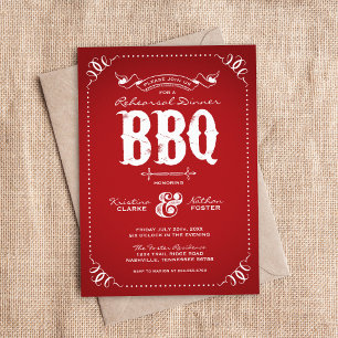 Red Rustic Rehearsal Dinner BBQ Inbjudningar