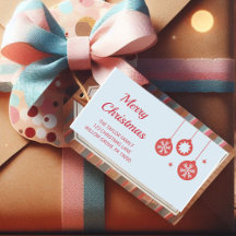 Red Rustic Snowflake-juletikett