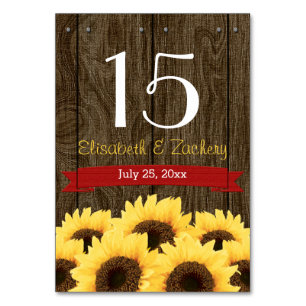RED RUSTIC SUNFLOWER BORDSNUMMER CARD