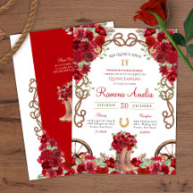 Red Rustic Western Charro CowboyBoots Quince