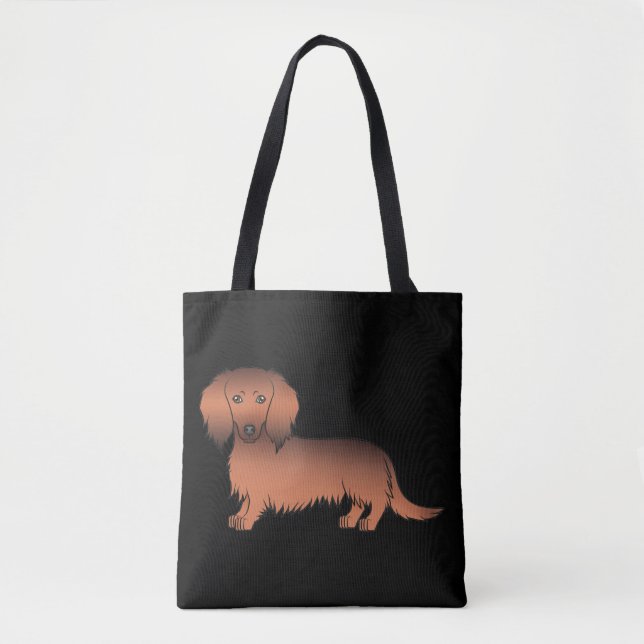 Red Sable Long Hair Dachshund Tecknad hund - Black Tygkasse (Framsida)