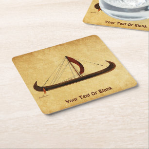 Red Sail Viking Frakt Underlägg Papper Kvadrat