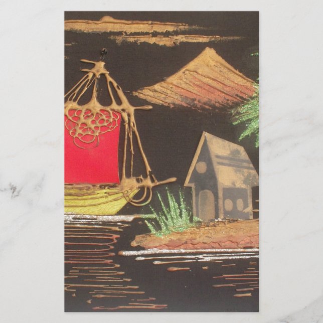 Red Sailboat Ligcape Oljemålning Art Skriv ut Brevpapper (Framsida)