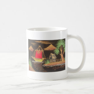 Red Sailboat Ligcape Oljemålning Art Skriv ut Kaffemugg