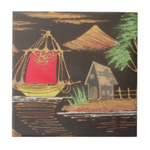 Red Sailboat Ligcape Oljemålning Art Skriv ut Kakelplatta
