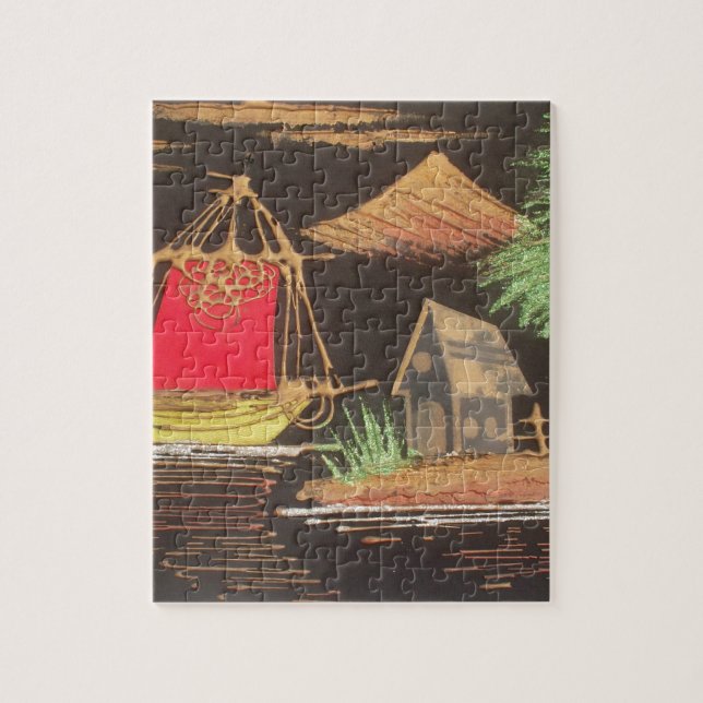 Red Sailboat Ligcape Oljemålning Art Skriv ut Pussel (Vertikal)