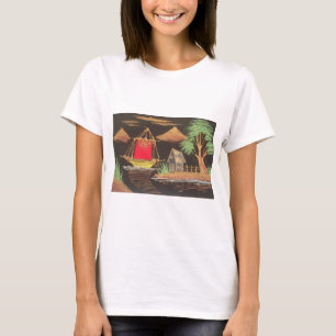 Red Sailboat Ligcape Oljemålning Art Skriv ut T Shirt