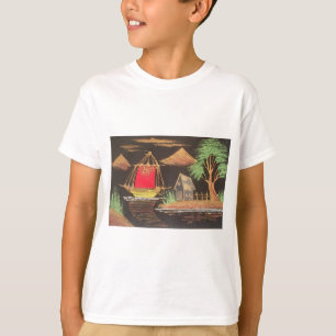 Red Sailboat Ligcape Oljemålning Art Skriv ut Tee Shirt
