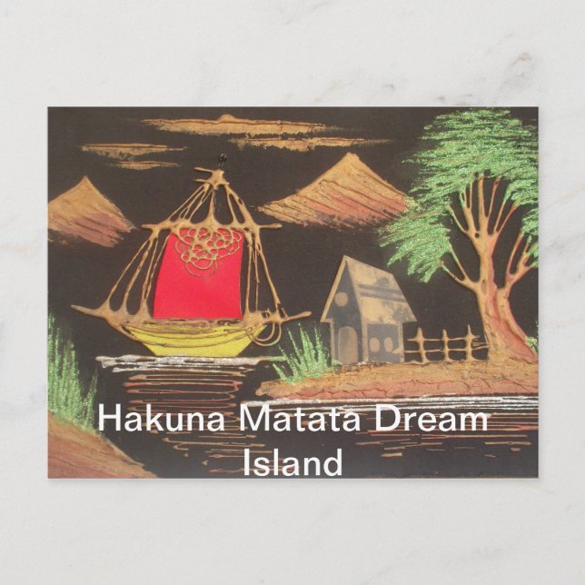 Red Sailboat Ligcape Oljemålning Art Skriv ut Vykort (Framsida)