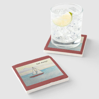 Red Sailboat- Sail Away Stone Coaster Stenunderlägg