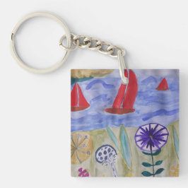 Red Sails & Flowers Acrylic Nyckelring