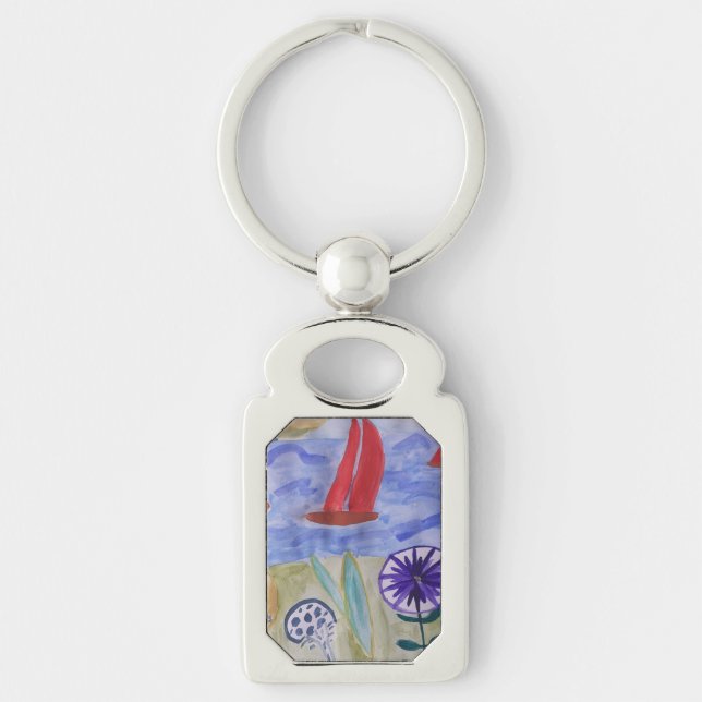 Red Sails & Flowers Metall Nyckelring (Framsidan)