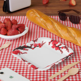Red Sakura Blommars Painting Papper Plate