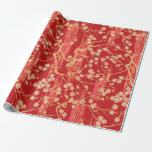 RED SAKURA FLOWERS Antique Japanskt Blommönster Presentpapper<br><div class="desc">Digital utveckling från antika japanska sakura-motiv för blommigt.</div>