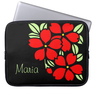 Red Sakura Japanska Blommigten Kimono Laptop Fodral