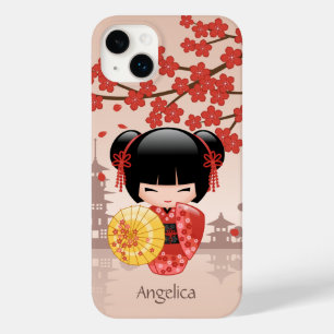 Red Sakura Kokeshi Doll - Japanska Geisha