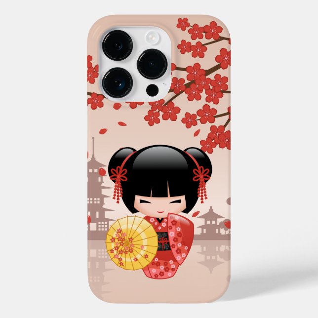 Red Sakura Kokeshi Doll - Japanska Geisha (Baksida)