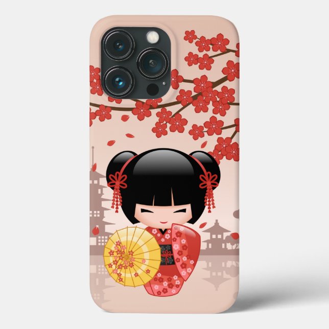 Red Sakura Kokeshi Doll - Japanska Geisha (Baksida)