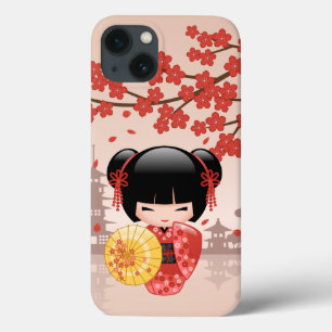 Red Sakura Kokeshi Doll - Japanska Geisha