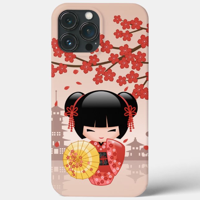 Red Sakura Kokeshi Doll - Japanska Geisha (Baksida)