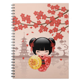 Red Sakura Kokeshi Doll - Japanska Geisha Anteckningsbok