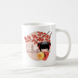 Red Sakura Kokeshi Doll - Japanska Geisha Kaffemugg