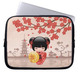 Red Sakura Kokeshi Doll - Japanska Geisha Laptop Sleeve