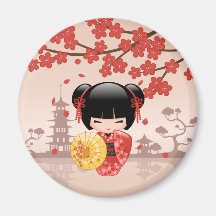 Red Sakura Kokeshi Doll - Japanska Geisha