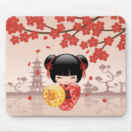 Red Sakura Kokeshi Doll - Japanska Geisha Musmatta