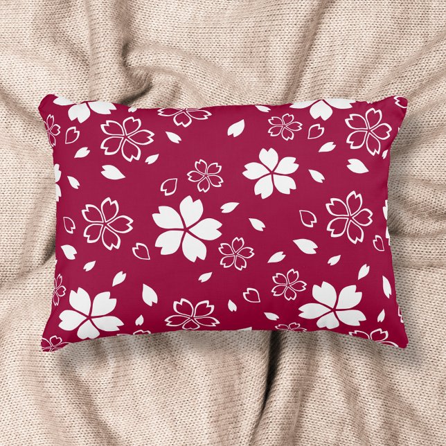 Red Sakura Mönster Decorative Pillow Prydnadskudde (Skapare uppladdad)