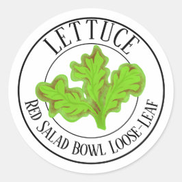Red Salad Bowl Loose-Löv Lettuce Garden etikett