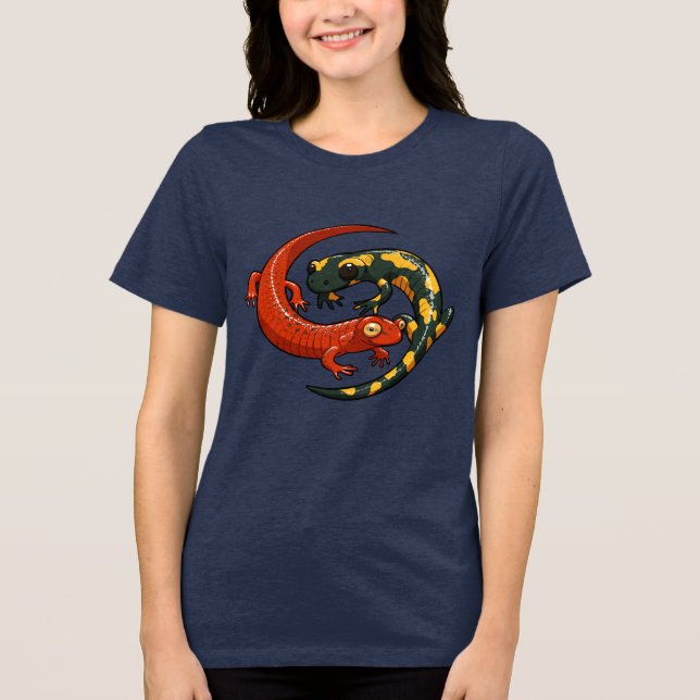 Red Salamander & Fire Salamander Illustration T Shirt (Framsida)
