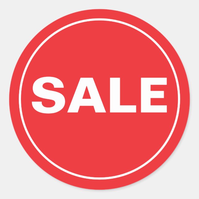Red Sale Sticker Runt Klistermärke (Framsida)