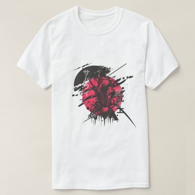 Red Samurai Warrior – Powerful Japanese Spirit Art T Shirt (Design framsida)