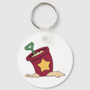 Red Sand Bucket med Star och Shovel Nyckelring