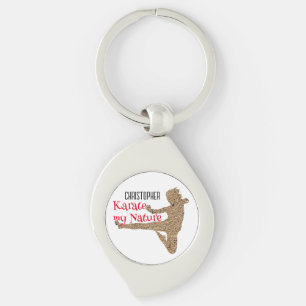 Red Sand Namn Silhouette Japan Karate Swirl Silverfärgad Nyckelring