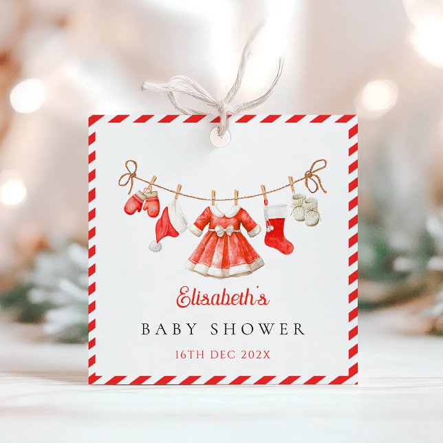 Red Santa Baby Baby Shower Gåvor Etiketter (Skapare uppladdad)