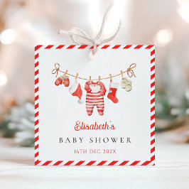 Red Santa Baby Baby Shower Gåvor Etiketter
