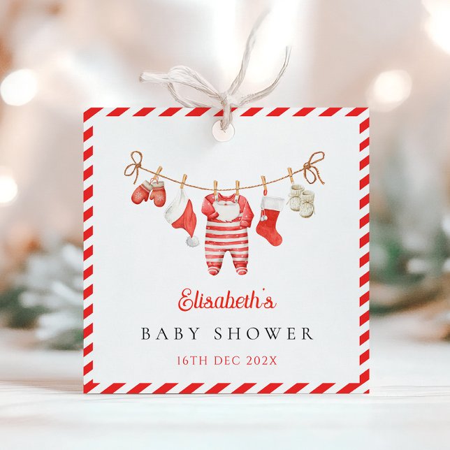 Red Santa Baby Baby Shower Gåvor Etiketter (Skapare uppladdad)